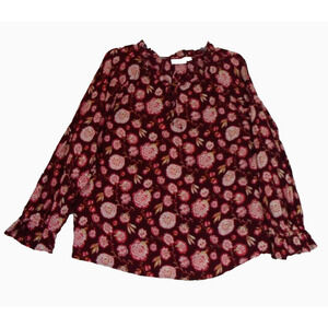 Wonderly Red Pink Floral Peasant Top Blouse Boho Women’s Size 2X-Peasant Blouse‎